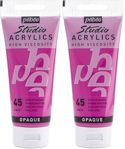 PEBEO Pébéo - Studio Acrylics Fine Acrylic Paint - Pink Acrylic - Opaque Vivid Pink, 100 ml (Pack of 2)