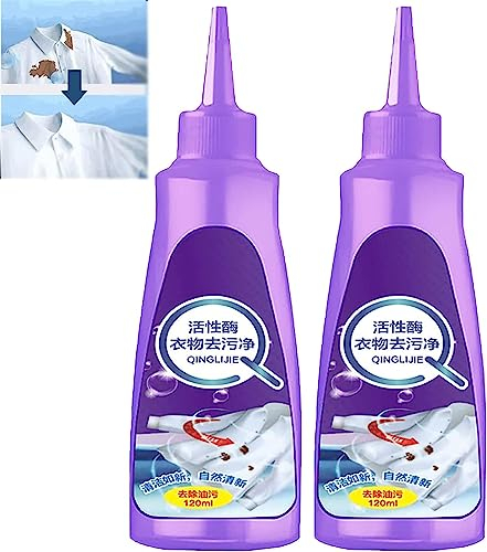 EXQST Waschfreier aktiver Enzym-Fleckenentferner für Kleidung, aktiver Enzym-Fleckenentferner für Kleidung, hartnäckiger Fleckenreiniger, Ölentferner zum Entfernen von Flecken