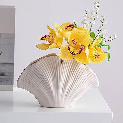 SIETIOJI Muschelvase für Wohnzimmer-Dekoration, flippige, einzigartige Vase, Muschelförmige Vase für Bauernhaus-Dekoration, Vase für Tischdekoration, Regaldekoration, Schminktischdekoration