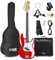 Max GigKit Beginner Bass Guitar Starter Pack - Complete Electric Bass Guitar Set with Amplifier, Red Finish, Accessories & 6 Months Lessons - Ideal for Learners & Starters