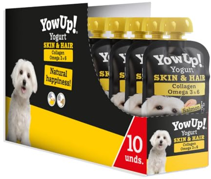 YOW UP Beutel für Joghurt für Hunde, Haut und Haar, Display 10 x 115 g