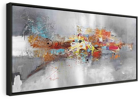 murando - Wandbilder XXL mit Rahmen Abstrakt 140x70 cm Wandbilder groß Leinwandbild XXL schwarzer Holzrahmen modern Wanddekoration Kunstdruck Wanddeko Wohnzimmer Schlafzimmer a-A-0415-b-a