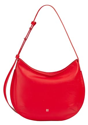 DuDu Borsa a Spalla Morbida Donna Media in Vera Pelle, Borsa Hobo con Spallina Regolabile, Borsetta a Tracolla con Cerniera Zip Flammenrot