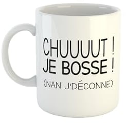Kiribou Mug Collègue Chut je bosse ! (Non j'déconne) - Tasse humoristique pour le bureau