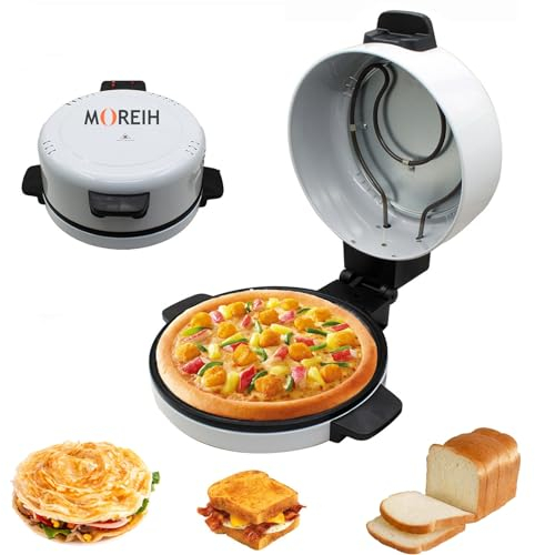 Electric Pizza Maker Countertop Pizza Oven 12 inch Arabic Bread Maker Machine for Home, 2000W Portable Hot Stone Pizza Cooker Non-Stick Heating Plate Fit for Steak, Pancake, Nachos, Fajitas, Omelettes