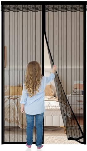 Moustiquaire Porte Fenetre Magnétique 120x230cm,Moustiquaire Aimantée Anti Insecte Mouche, Facile à Installer Sans Percage, Moustiquaire Magnétique pour Balcon, Camping Car, Terrasse,Noir