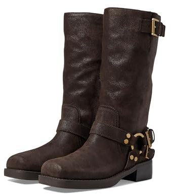 MICHAEL KORS(マイケルコース) Crosby Moto Stivali da donna alti al ginocchio, Cioccolato, 40 EU