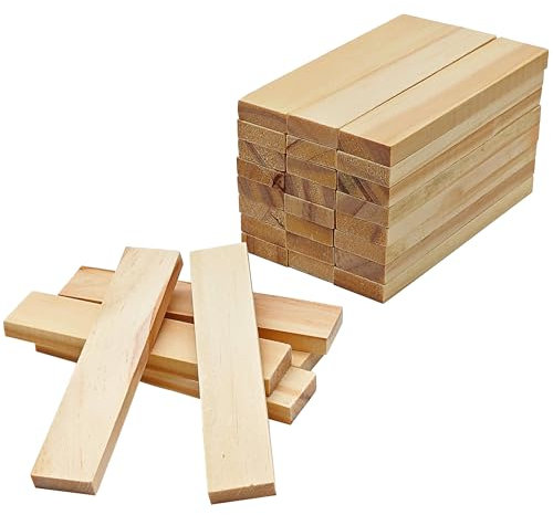 HAOBIN bastelholz klötzchen Holzbausteine bastelklötzchen Hölzchen 100x20x7 mm holzklötze Holzleiste Holzstäbchen basteln Holz für Heimwerkerprojekte und Deko,Bau und Vertäfelung (30)