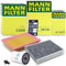 MANN-FILTER Inspektionspaket Filterset 1x Ölfilter, 1x Luftfilter, 1x Innenraumfilter (Aktivkohlefilter), 1x Ölablassschraube, 1x Ölwechselanhänger Kompatibel mit FORD FIESTA Mk5, FUSION (JU_)