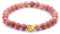 Echtes Rhodonit Edelstein Armband mit 6mm Perlen und Edelstahlherz - verschiedene Längen - Heilstein Schutzstein Talisman Glücksbringer Geschenk (Rhodonit, 16CM)