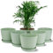 Gardrium 6 Pots de Fleurs en Plastique Plantes,avec Plateaux Convient aux Semis Cactus Plantes Succulentes Orchidées Herbes, avec Trous de Drainage 17,5 cm Vert