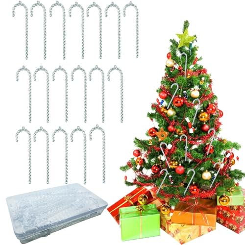 18 Piezas De Adornos Navideños De Bastón De Caramelo, Bastón De Caramelo Acrílico con Embalaje De Caja De PP Transparente, Colgante De Bastón De Cristal para Árbol De Navidad