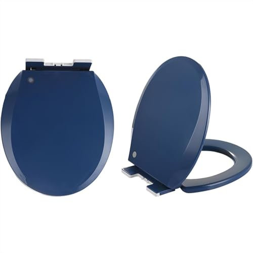 Brigtviee Soft Close Toilet Seat With Quick Release,Easy Top Fixing Funky Toilet Seats With Adjustable Hinges, Standard Oval Toilet Seats,Pp Material Easy Cleaning Loo Seats,navy blue