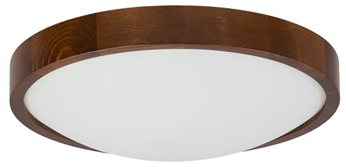STOLARNIA PIKA Deckenlampe - Runde Holz Deckenleuchte Nussbaum 2xE27 (∅37 cm) - Modern Dunkelbraun Lampe für Schlafzimmer, Wohnzimmer, Flur, Küche - Stilvolle Kiefernholz ORION