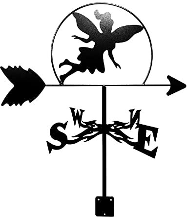 Wetterfahne mit Hexe und Katze, Fee, Kolibri, Wetterhahn, Windrichtungsanzeiger, Wetterfahne, Messwerkzeuge mit für Garten, Terrasse, Hofdekoration