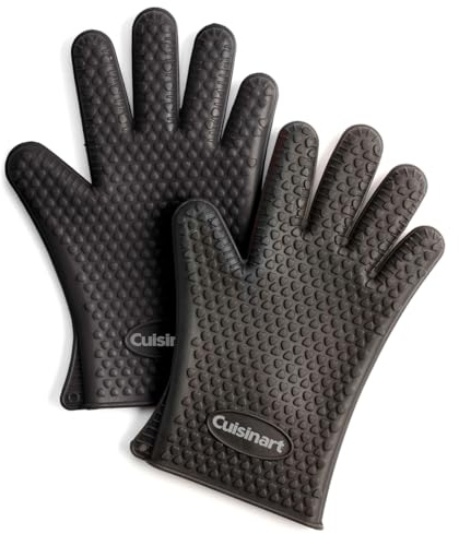 BBQ Heat Resistant Silicone Gloves Black 2Pack
