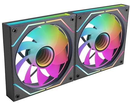 Mars Gaming MF-3DPROX2R, Kit 2x Ventiladores 120mm, Aspas Invertidas, Iluminación ARGB Triple Infinity Mirror 360°, Control PWM, Rodamientos FDB, Ventiladores PC con Compatibilidad Total ARGB, Negro