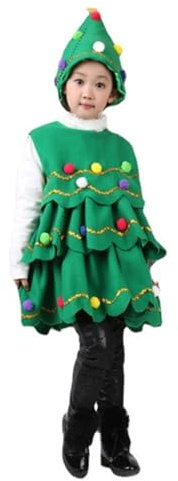 Yekdmxop Vestito Natale Bambino Bambina Costume Albero di Natale per Bambini Divertente Vestiti Natalizio Carnevale Bimba Abito da Ballo Performance Costumi Natalizi per Capodanno Festa Cosplay