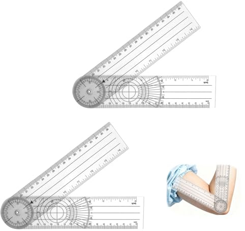 QEAS Set di 2 goniometri per fisioterapia, terapia sportiva e uso domestico, coltello articolato digitale e trasparente, misurazione precisa degli angoli articolari, semplice e versatile