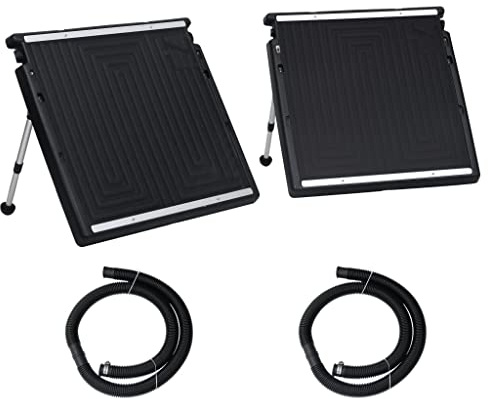 Mangloder - Set di 2 pannelli solari per piscina, 150 x 75 cm, in polietilene e alluminio, per piscina fuori terra, vasca idromassaggio, base di supporto da 40° a 60°, 5L per pannello per esterni