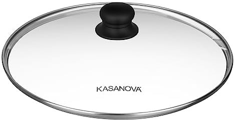 KASANOVA Coperchio 32 cm in Vetro temperato con valvola Vapore e Manico in bachelite Soft Touch