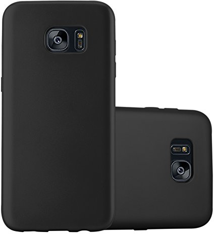Cadorabo Hülle kompatibel mit Samsung Galaxy S7 Edge Schutzhülle TPU Silikon Case Metallic Design Slim Kratzfest Weiche Gummi mit Rundumschutz Case Hülle für Galaxy S7 Edge in Schwarz