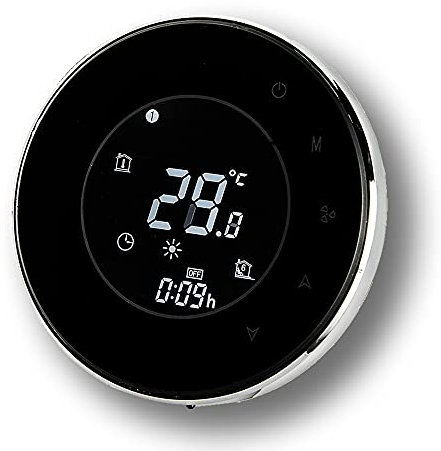 BecaSmart Serie 6000 Termostato Wi-Fi per 16A LCD Riscaldamento elettrico,Termostato Digitale,Programmabile Display LCD Touchscreen con Retroilluminazione Funzione di Controllo Vocale, Nero
