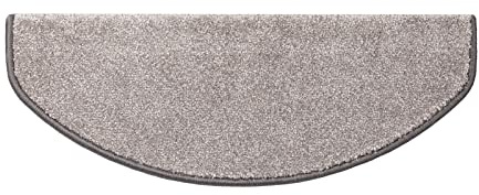 casa pura Stufenmatten innen 1 stück Treppenteppich selbstklebend und antirutsch mit kuschlig weichem Flor - Treppen Teppichstufen gekettelt halbrund Silber - 65 x 23,5 x 1,3 cm (Sundae)