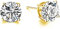 AOBOCO Ohrstecker Damen 18 Karat Weißgold überzogen 925 Sterling Silber mit Zirkonia, Simulierten Diamant Ohrstecker Schmuck (6mm Yellow Gold Plated)