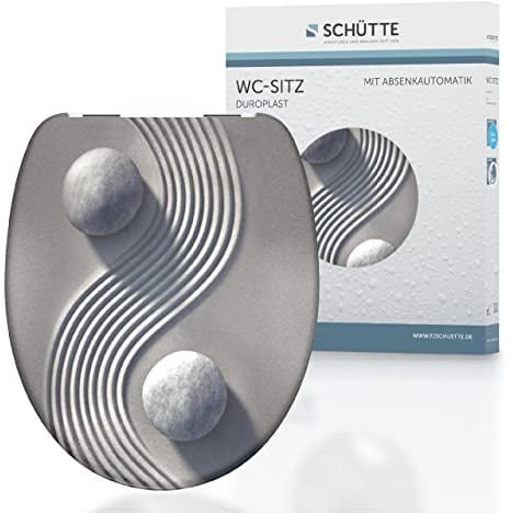 SCHÜTTE WC-Sitz Duroplast YIN & YANG, Toilettensitz mit Absenkautomatik, passend für alle handelsüblichen WC-Becken, maximale Belastung der Klobrille 175 kg, YIN & YANG 82152