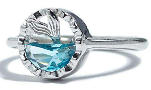 Helen de Lete Verstellbarer Ring aus 925er-Sterlingsilber, Meerjungfrau im Ozean, Sterling Silber