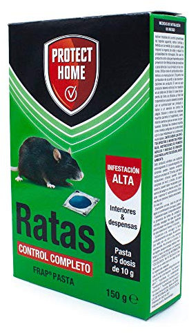 PROTECT HOME Raticida en Pasta, Control Completo. Indicado para Interiores y despensas. Veneno para Ratas, Azul, 150 gr