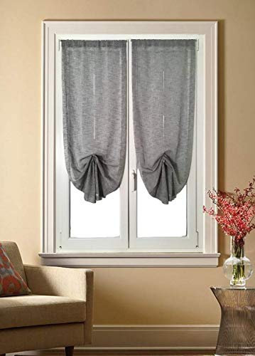 mauro Coppia Tende a Pacchetto Tendine Regolabili per Finestra e Porta a Vetro larghezza 45-65-90 cm-Colore Grigio (C - 2 * 45x150 cm)
