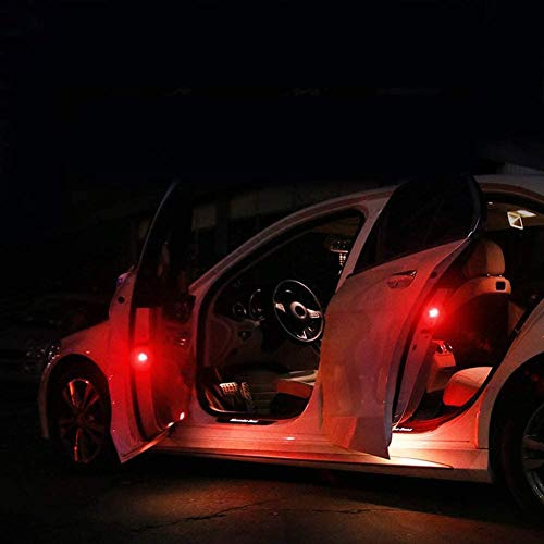 Bprtcra 4 Pack Car Door Warning Lights, Universal Car Door LED Safty Lights with Red Strobe Flashing, Waterproof Wireless Anti-Collision Auto Warn Lamp, Prevent Accident (red)