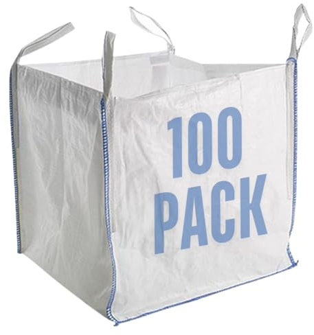 Airtech-UK New FIBC Bulk Bag Builders Garden Waste Heavy Duty Industrial polypropylene Material 1 Tonne TON Jumbo Bags Storage Sack Various Quantity (100)