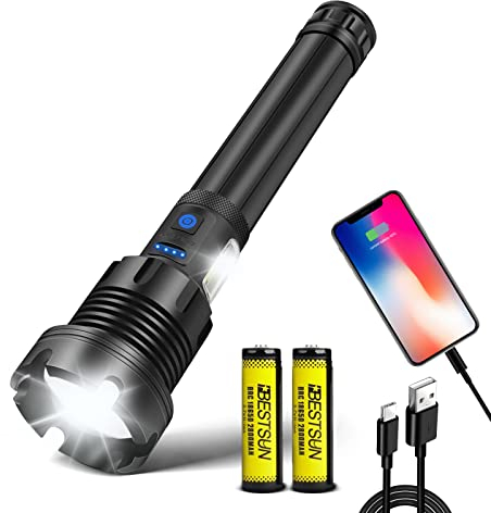 Torcia LED XHP90 più luminosa, 500000 lumen Torcia COB portatile XHP90 LED Torcia ricaricabile con 7 modalità Lampada torcia tattica impermeabile zoomabile per escursionismo Pesca in campeggio