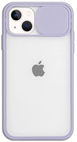 Mixroom - Cover Custodia per Apple iPhone 13 Protezione Fotocamera con finestrino Scorrevole in Silicone TPU Semi Trasparente Lilla