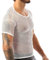 Hombres Ver a través de Manga Corta Malla Camisetas Rejilla Ajustada Camisas Muscle T-Shirts Blanco XL