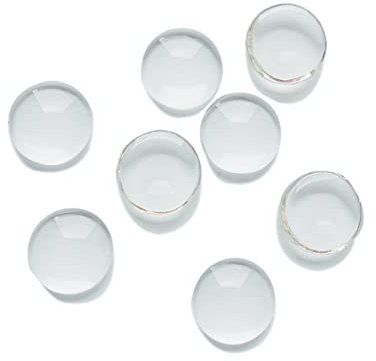 Julie Wang 550pcs 8mm Transparent Glass Cabochons Clear Round Flat Back Dome Tile Cabochon Covers for Cameo Photo Pendant Jewelry Making 8x8x3mm