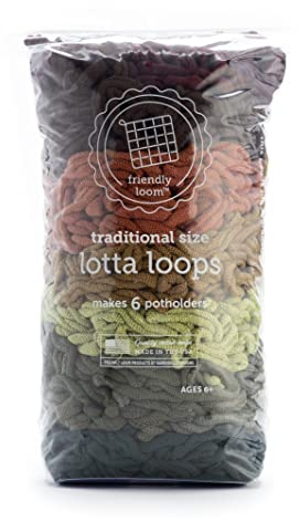 friendly loom | Lotta Loops - 7” Traditional-Sized Earthtone Themed Potholder Weaving Loops | Craft 6 Cotton Potholders