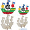 LAMEK 8 Stück Holz Piratenschiff Bastelset Kinder Segelschiff zum Bemalen Piraten Segelboot zum Basteln Kreativsets mit 2 Pinsel für Jungen Mädchen Schatzsuche Spiel Pirat Kindergeburtstag Party