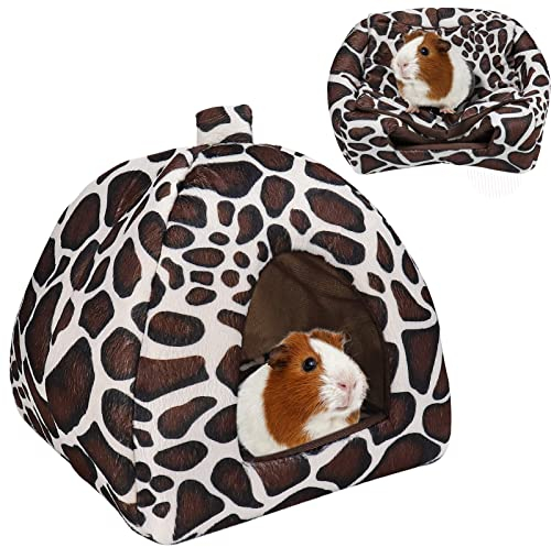 Kuschelsack Meerschweinchen Höhle Waschbar Kaninchen Kuschelhöhle Winter Gemütliches Kleintierbetten für Zwergkaninchen (Leopardenmuster)
