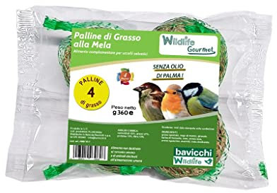 Generic Palle di Grasso alla Mela MANGIME 4X90GR per Uccelli Selvatici Alta QUALITA'