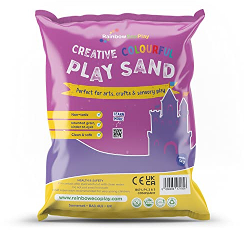 Rainbow Eco Play – Coloured Purple Sand – 5kg – Kids 100% Natural Play Sand – Sand Art, Childrens Crafts