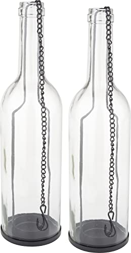 VBS 2er-Pack Windlicht-Flasche 29x7,5cm klarglas mit Hängekette Glasflasche Dekoflasche Tischdeko