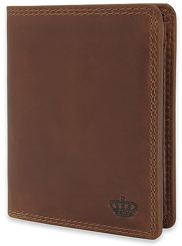 Baur Herren Geldbörse Echtes Leder | Geldbeutel mit RFID Schutz | Großes Portemonnaie Hochformat | Geldtasche mit Münzfach | Wallet (Hochformat mit Druckknopf innen, Dunkel Braun)