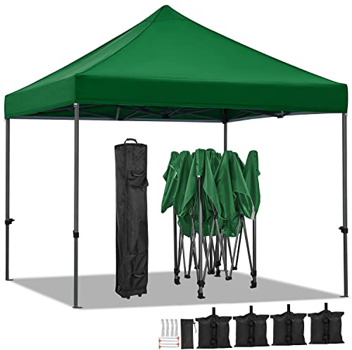 Yaheetech Faltpavillon Pavillon 3x3 wasserdicht stabil, 323/332/341 cm höhenverstellbar faltbar Pop up Faltzelt, UV-Schutz 50+ für Garten Hochzeit Camping, Dunkelgrün