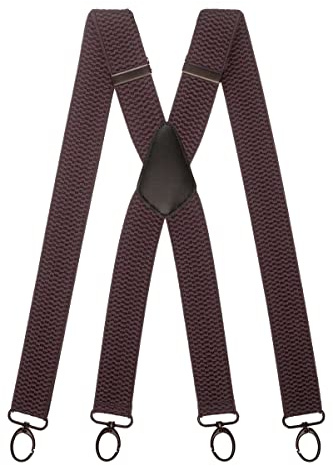 Olata Breite und Robuste X-förmige Hosenträger mit Karabinerhaken – 4 cm breit, Verstellbar, Unisex, Ideal für Arbeit und Alltag. Dunkelgrau (Schwarz Clips)