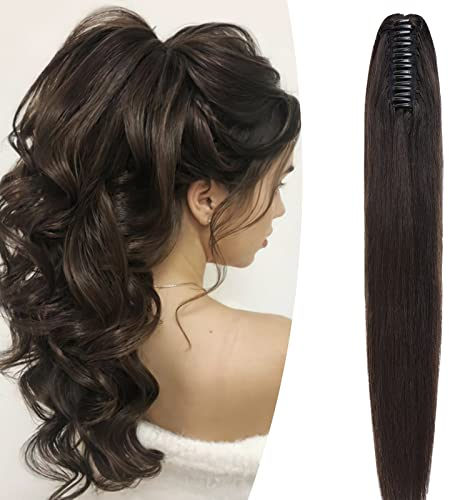 SEGO Extension Queue de Cheval Cheveux Naturel Queue de Cheval Cheveux Humains - Postiche Queue de Cheval Naturel Avec Pince - 50cm 1B#Noir Naturel