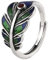 Grün Epoxid Pfauenfeder Ring Retro 925 Sterling Silber Pfauen Feder Ring für Damen Offen Verstellbar